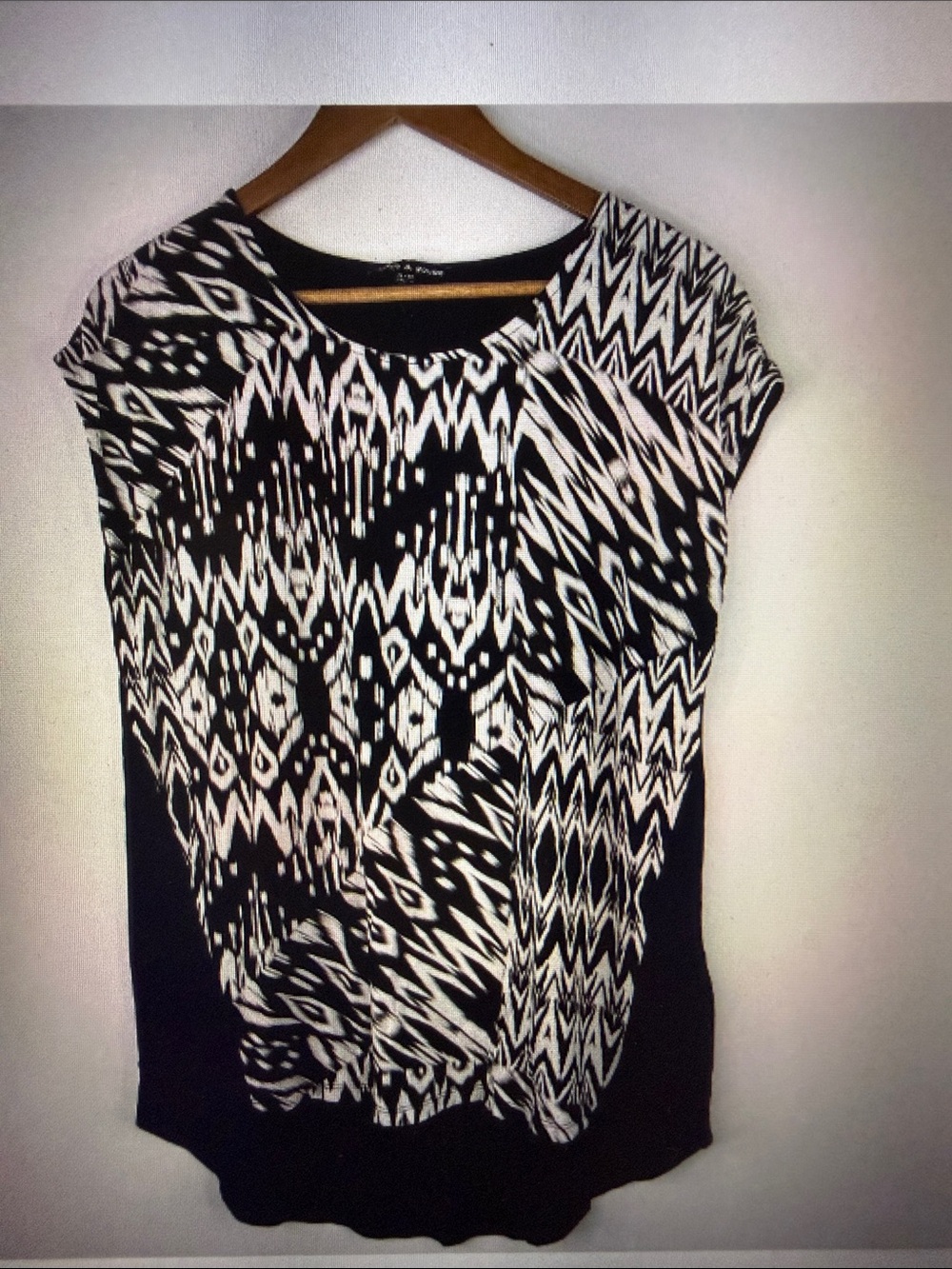 Cable & Gauge Women Black White Geometric Hi Low Sleeveless Top Size XL
